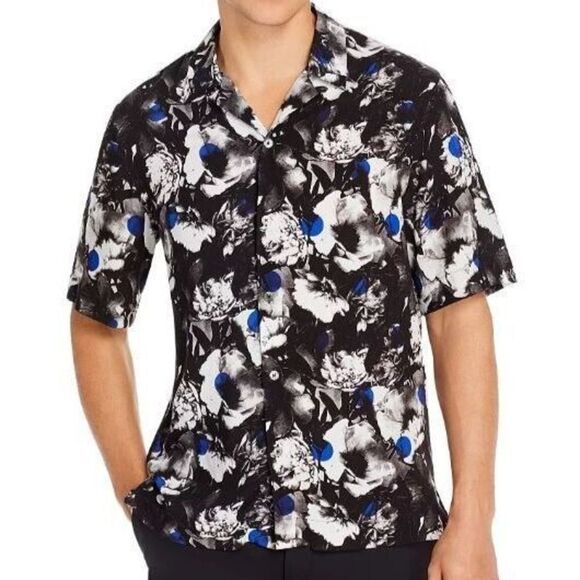 Paul Smith Men's Sz M Blue Gents Dotted Floral Print S/S Button-Up Shirt $175 - Picture 1 of 6